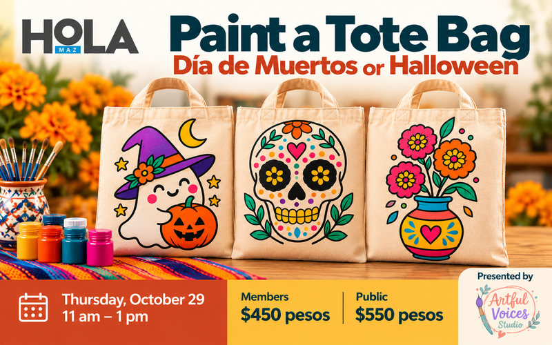 Paint a Tote Bag HoLA Maz event graphic